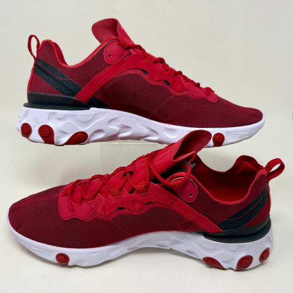 Nike React Element 55 Sneakers Men's Sz 12 Red White L.2.1 Sporty Rugged - Picture 4 of 14